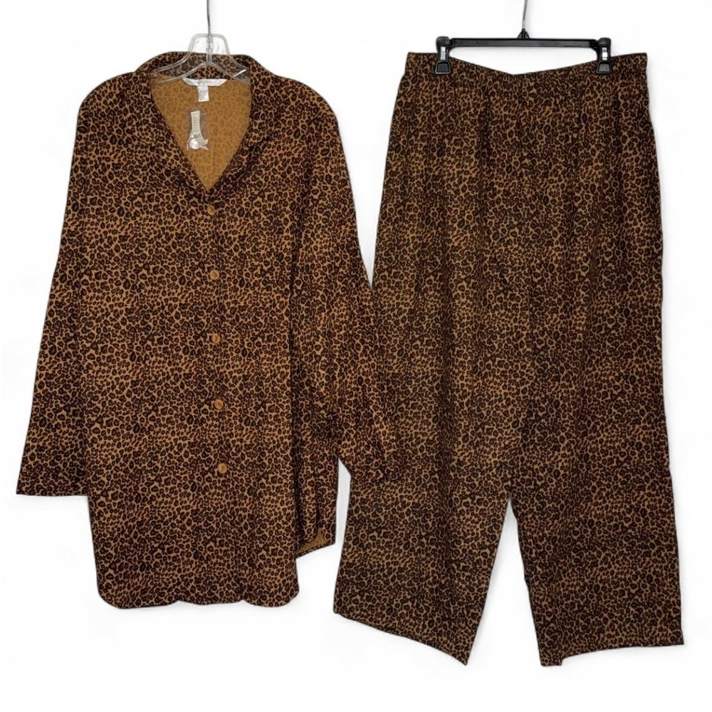 Cacique Sexy Sensual Leopard Pajama Set 18/20 NWT Top Y2K Plus Size Pants